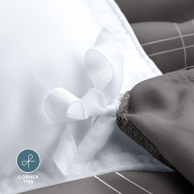 Bare Home Duvet Cover - Oversized King Size Bedding Set - Premium 1800 Super Soft Collection - Lightweight, Cooling - Soft Breathable Duvet Cover (Oversized King, Modern Plaid - Grey/White)