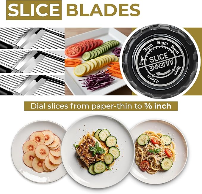 Gramercy Adjustable Mandoline Slicer for Kitchen, Potato Cutter, Vegetable Chopper, Mandolin, Cucumber Slicer- INCLUDING one Pair Cut-Resistant Gloves and Waffle Fry Cutter