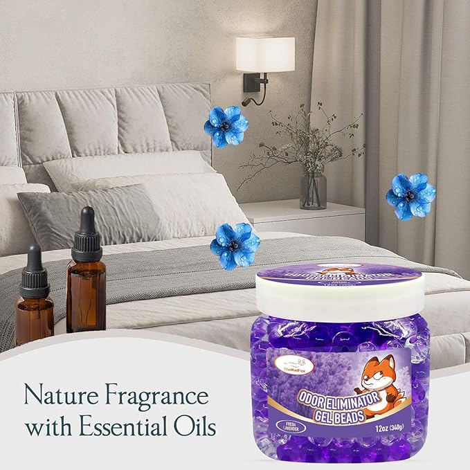 2 Pack Odor Eliminator Gel Beads, 12 oz, Scented Gel Air Freshener, Pet Odor Eliminator for Bathroom, Closet, Pet Area & RVs, Lasts 90 Days for Improved Home Fragrance, Fresh Lavender