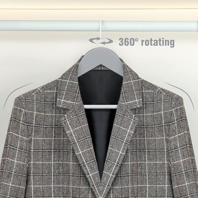 TOPIA HANGER Premium Wooden Hangers with Non-slip Pant Bar, 360°Swivel Hook and Shoulder Notches, 16 Pack Solid Wood Clothes Hangers for Suit, Coat, Jacket, Camisole(Grey/White)-CT35GW6