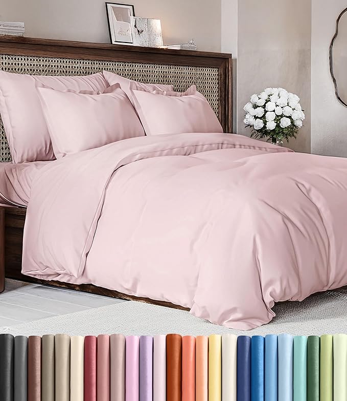 Duvet Cover King Size Set - Extra Soft King Duvet Cover 104" x 90" with 2 Pillow Shams for Women, Men, Kids & Teens - Hotel Luxury w/ Zipper Closures & Ties - Comfy, Cozy & Breathable (Lavender Pink)