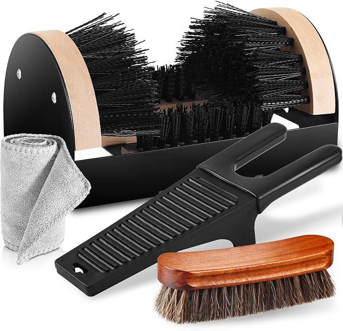 4Pcs Outdoor Heavy Duty Boot Scraper Brush Scrubber Boot Jack Shoe Cleaner Shine Brush with Cleaning Cloth(Style C)