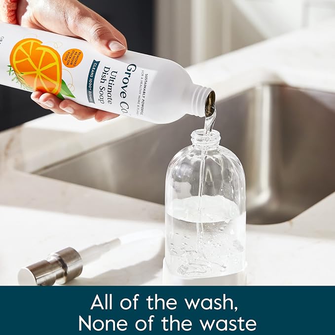 Grove Co. Dish Soap, 3 x 16 fl oz Refills, Orange & Rosemary | Plastic-Free; Refill format; Natural Fragrance; Removes Stuck on Food; 98% plant-based ingredients
