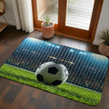 Entryway Rug Indoor Outdoor 31.5"x47.2", Football Absorbent Non Slip Floor Mat, Soccer Ball Sports Net Mesh Evening Match Low-Profile Welcome Mats for Front Door Patio Mudroom Garage Entrance