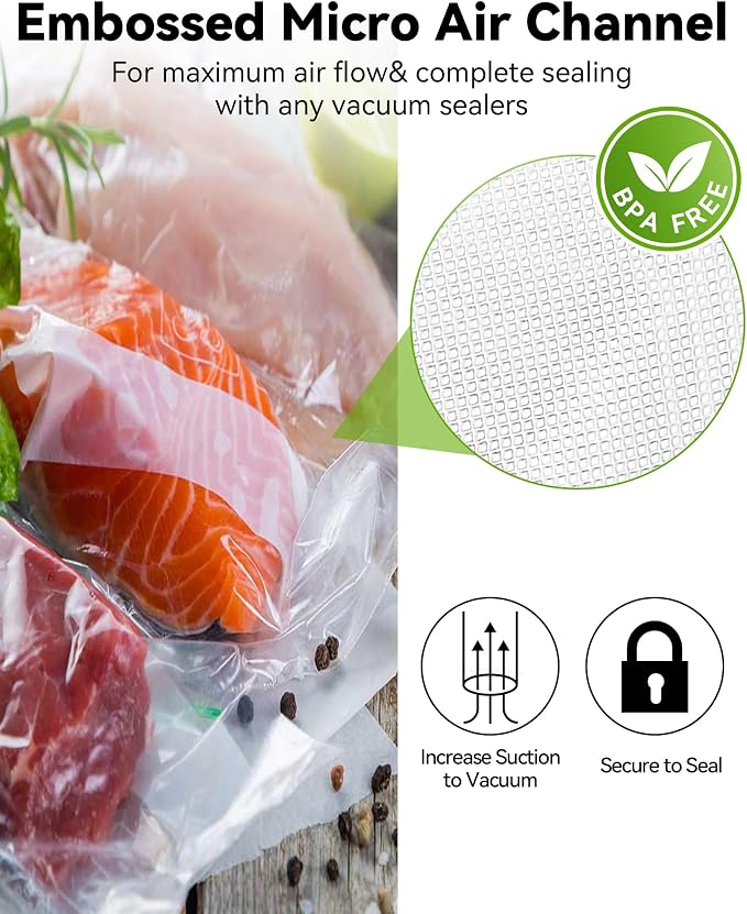 AENTGIU 400 Vacuum Sealer Storage Bags, 8x12 Inch Seal a Meal Bags | BPA Free Quart Bags, Compatible with All Heat Vacuum Sealer Machine, Heavy Duty, Ideal for vac storage,Meal Prep or Sous Vide