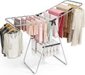 APEXCHASER Clothes Drying Rack, Drying Rack Clothing with Height-Adjustable, Foldable Gullwings Laundry Rack, Indoor Outdoor Use, No Assembly,Black
