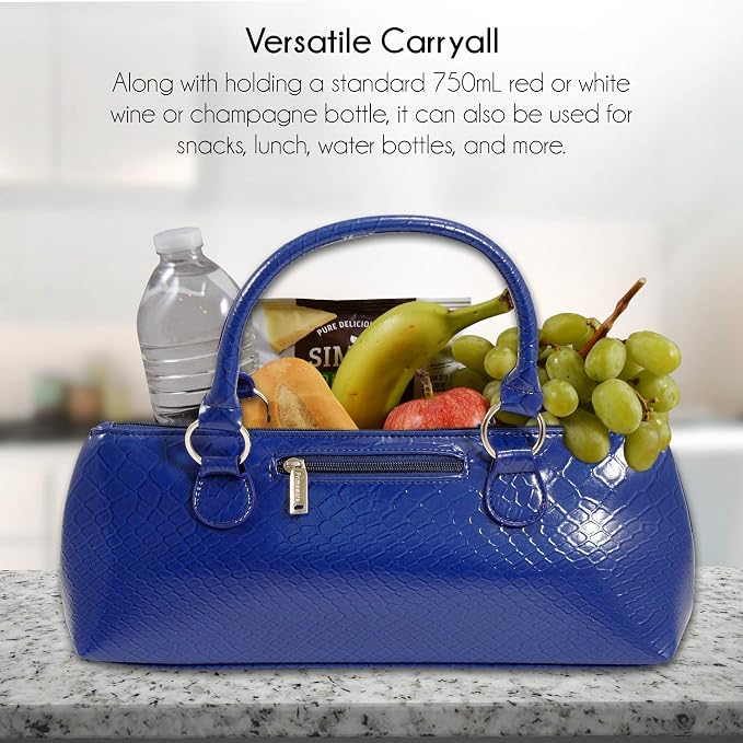Wine Clutch Bag Thermal Insulated Wine Carrier Tote Holds Red & White 750 ml Bottle Includes Portable Waiter-Style Corkscrew