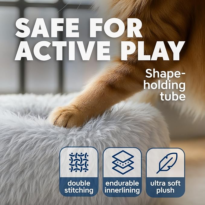 Large Cat Donut Tunnel Bed - Cat Tunnels for Indoor Cats - Circle Hideaway with Cat Toys, 3-in-1, Gift-Ready DIY Collapsible Plush Cat Tube, Rabbit, Kitty