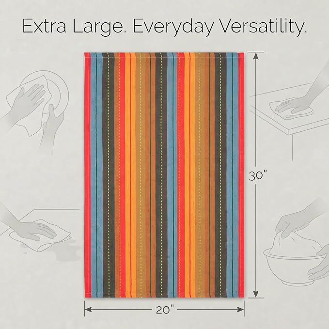 Urban Villa Kitchen Towels Cotton Dish Towels 20”x30” (Set of 6) Red Multi
