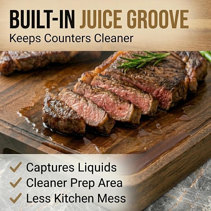 SHUMARU Exotic Suar Wood Cutting Board – 17x13x1.6" Charcuterie | Handmade in Bali - Silky-Smooth, Juice Groove, Sorting Compartment, Knife‑Friendly, Ergonomic Grips & Non‑Slip Feet