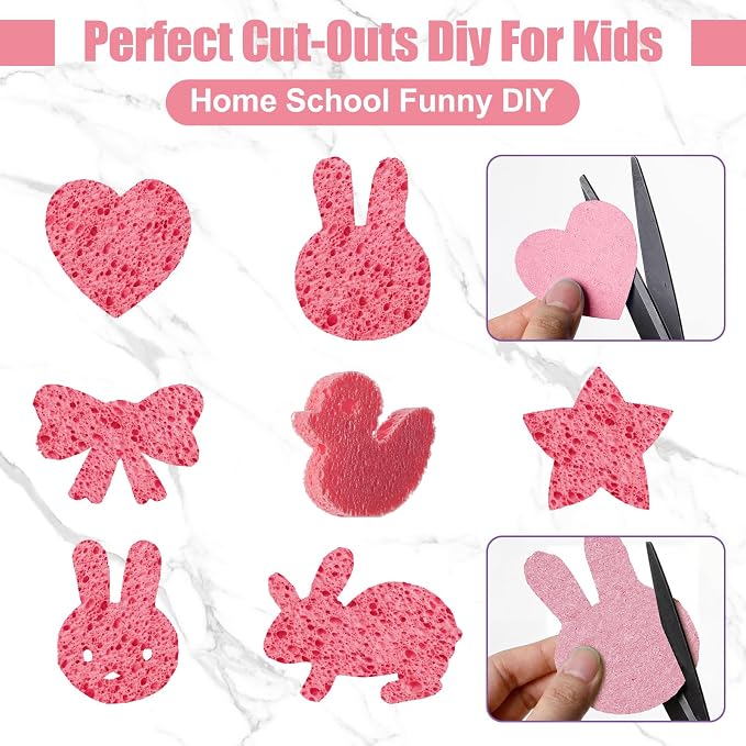 Zhengmy 100 Pieces Sponges Bulk Sponges Kitchen Compressed Sponge Natural Dish Sponge Compressed Wood Pulp Cleaning Without Scratching for Kitchen Bathroom, 3.9 x 2.4 x 0.12 Inch (Pink)