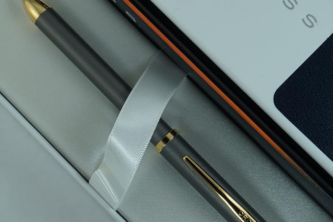 Cross Tech3+ with Sophisticated Brushed diamond pattern finish Barrel & interchangeable cap tops, Multi-function Pen - 0.5 MM Lead Pencil, Black & Red Ink Refills in One Pen. (Gray)