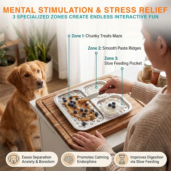 2 Pack - Stainless Steel Lick Mat for Dogs & Cats, Large Non-Slip Slow Feeder Pad with Suction Cups, Chew-Proof Dog Licking Mat for Anxiety Relief, Bathing & Grooming Time