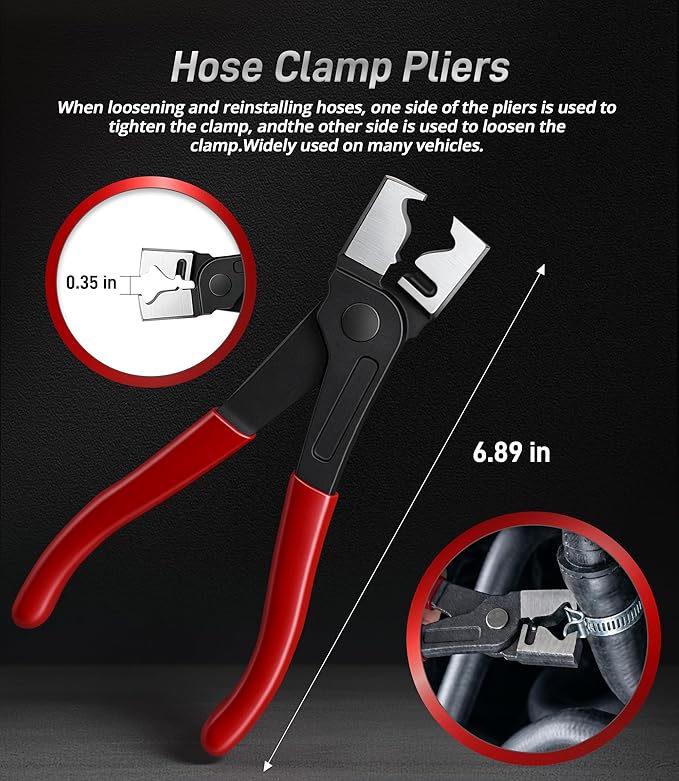 Fuel Line Pliers Set 8 Pcs, Fuel Line Hose Clamp Removal Pliers, Push Pin Tools, Relay Puller, Panel Clip Remover & Filter Caliper, Spring Clamp Plier for Fuel System Maintenance.