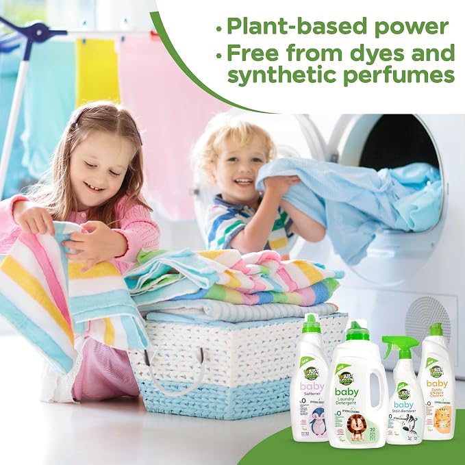 Baby Fabric Softener, Plant-Based Liquid Fabric Softener, Non-Toxic, Hypoallergenic, Fragrance-Free, EcoCert Certified, Vegan, 32 Washes, 33.8 fl oz (1000 ml) - 2 Pack