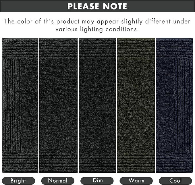 Madison Park Splendor Reversible 100% Cotton Bath Runner, 24 x 60, Black | Tufted Bathroom Rug, 3000 GSM, Hotel Quality, Luxurious Plush, Medium Pile, Absorbent, Quick Dry, OEKO-TEX, Shower Room Décor