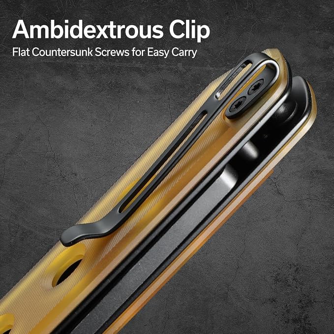 CIVIVI Vision FG Pocket Knife, 3.54" Nitro-V Reverse Tanto Blade C22036-6 | Superlock Folding Knife with Ultem Handle, Reversible Ambidextrous Clip for EDC Camping Hiking