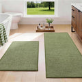 YIHOUSE Green Bathroom Rugs Sets 2 Piece, Quick Dry Thin Bath Mat, Non Slip Absorbent Machine Washable, Bath Runner Rug for Bathtub Sink Home Decor (17"x24" + 17"x47")