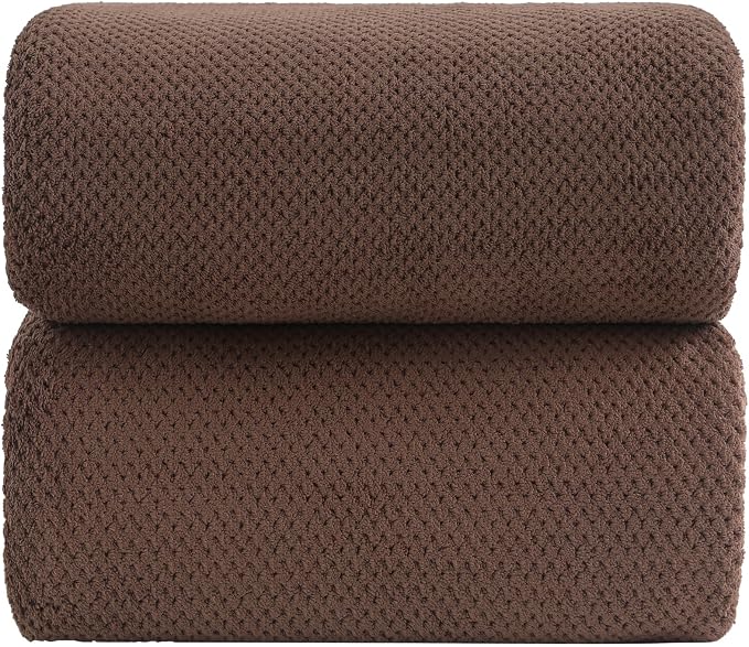 YTYC 39x78 Bath Sheets,Towels for Bathroom,Brown,2-Pieces | Extra Large Bath Towels, Super Soft,Highly absorbent,Hanging Loop,Quick Drying,Light Weight,80% Polyester