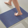 TYUU Bathroom Rugs Non Slip Washable, Super Absorbent Thin Bath Mat Small Quick Dry Low Pile Bathroom Rug, Denim Blue 16"x24"