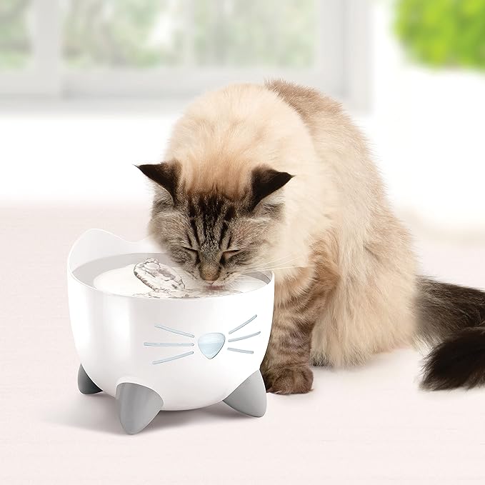 Catit PIXI Drinking Fountain, Stainless Steel | Cat Water Fountain with Triple Filter and Ergonomic Drinking Options