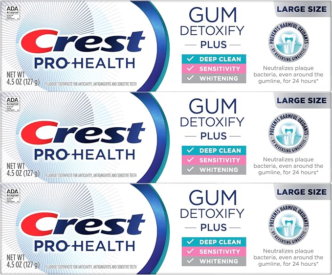 Crest Pro-Health Gum Detoxify Plus Toothpaste 4.5 oz Pack of 24 - Antibacterial Fluoride Toothpaste, Sensitivity Protection, Whitens Teeth, Anticavity, Plaque Control