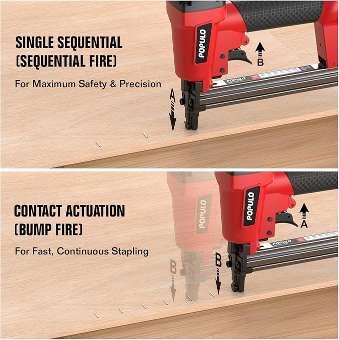 POPULO Pneumatic Staple Gun, Air Staple Gun with 3000 Staples and Safety Glasses, T50 Stapler for Upholstery, Woodworking, DIY, or Material Repair (Air Compressor Not Included)