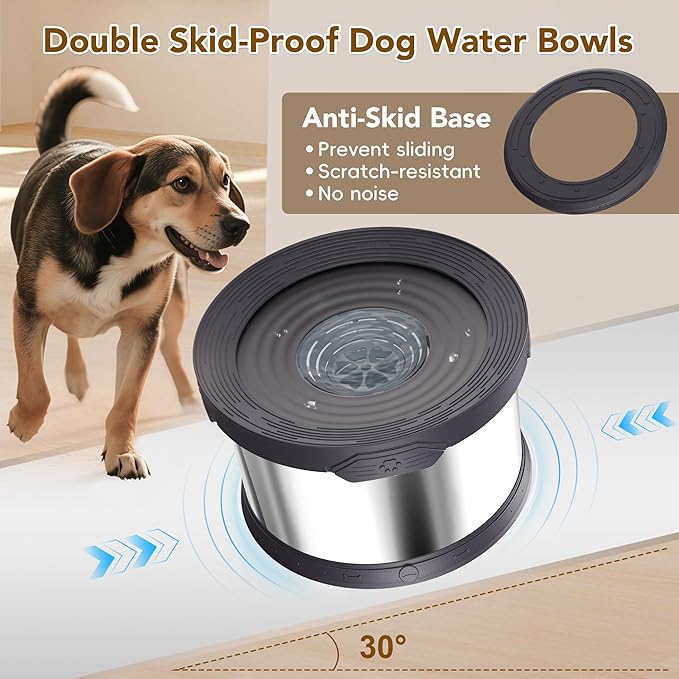 UPSKY 12L Dog Water Bowl No Spill Stainless Steel for Slow Drinking Gray | Large Capacity, Spill-proof, Non-slip Design, Durable, For Large Dogs, Messy Drinkers & Multi-pet Homes, Outdoor / Indoor