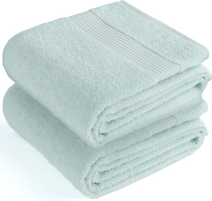 Cotton Paradise 100% Cotton Turkish Towel Set, Soft Absorbent Quick Dry, 2 Piece 35x70 Bath Sheet Set, Mint Green