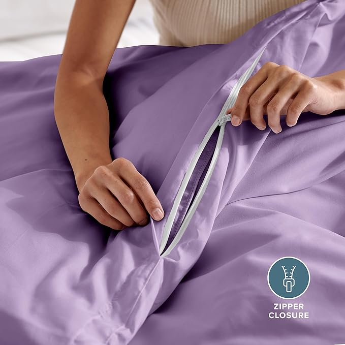 Bare Home Bedding Duvet Cover Extra Long Size - Premium 1800 Super Soft - Lightweight, Cooling Duvet Cover - Soft Breathable Bedding (Twin/Twin XL, Lavender)