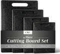 COOK WITH COLOR Non-Slip Cutting Board Set – Kitchen Essentials with Easy Grip Handle for Meat, Veggies, and Fruits, 4 Cutting Boards, Black