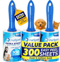 PetLovers Extra Sticky Lint Roller Value Set 300 Sheets for Pet Hair Removal, Dog and Cat Lint Remover 3 Pack