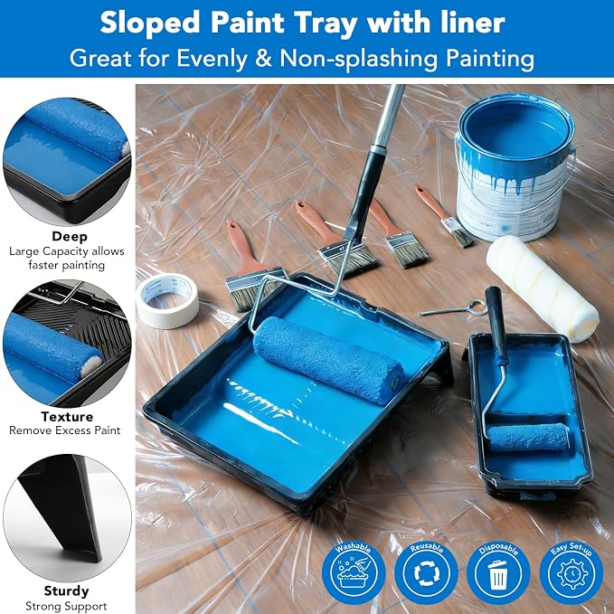 SOUTHGATE 36PCS Paint Roller Kit with 4-Section Pole, 9''& 4''Roller Trays, Heavy-Duty Frames, Microfiber Paint Rollers, Brushes & Scrappers, House Painting Tools for Walls, Ceilings & Home Renovation