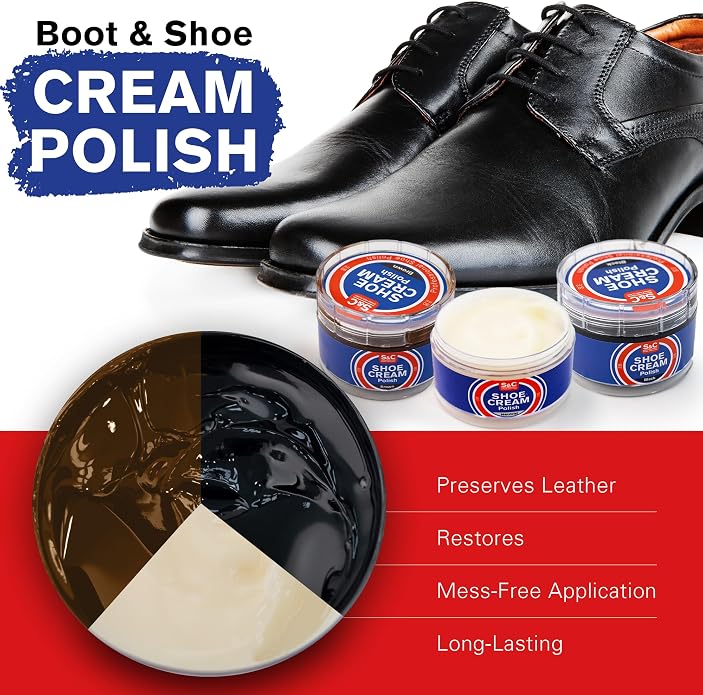 Stone and Clark 11 PC Shoe Shine Kit - Premium Shoe Polish Kit for Shoes - Black, Brown & Neutral Shoe Creams with Brushes, Laces, Buffing Cloth, Shoe Horn & More - Travel Essentials Shoe Care Kit