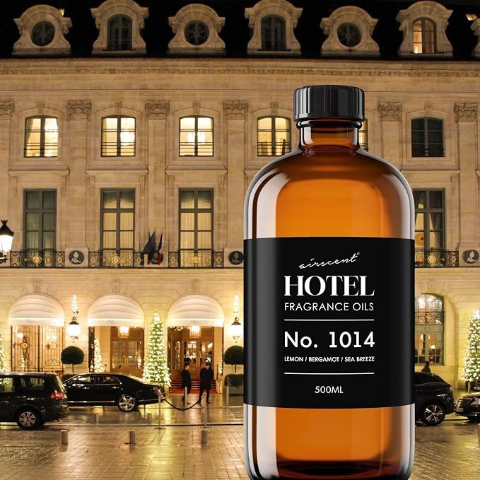 AirScent Hotel Diffuser Oil No. 1014 - Iconic 5-Star Hotel Blend - 500 mL | Lemon Bergamot Sea Breeze - Coastal Blend - Fragrance Oil for Ultrasonic and Waterless Diffusers and Crafting