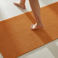 TYUU Bathroom Rugs Non Slip Washable, Super Absorbent Thin Bath Mat Quick Dry Low Pile Bathroom Rug, Orange 20"x48"