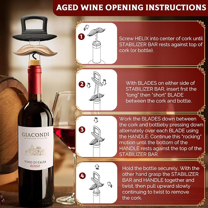 Exquisite Reserve Ah So Wine Opener, British Gentleman Style 3 in 1 Vintage Wine Corkscrew with Beer Opener, Hand Forged for Connoisseurs | Limited Artisan Edition with Luxury Gift Box