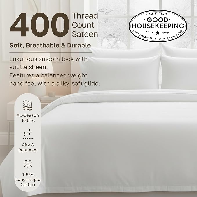 California Design Den Printed King Size Duvet Cover Set - 400 Thread Count 100% Cotton Sateen, Comforter Cover and 2 Pillow Shams, Button Closure and Corner Ties (3 Piece, Polka Dot)