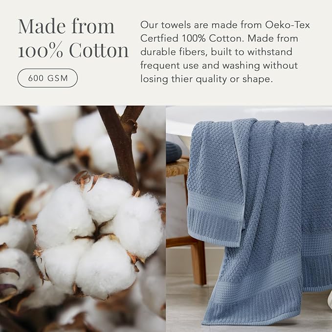 NY Loft 100% Cotton 2-Pack Oversized Bath Towel Set | Flint | Quick-Dry | Two Oversized 35" x 70" Bath Towels / Bath Sheets | Super Absorbent | Designer-Styled Texture