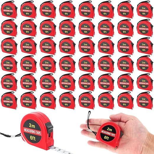 Copkim 50 Pcs 6 FT Mini Tape Measure Retractable Bulk Small Measuring Tape Pocket Size Measurement Tool for Operation Christmas Items Party Favor Gifts Stuffers for Men(Red)
