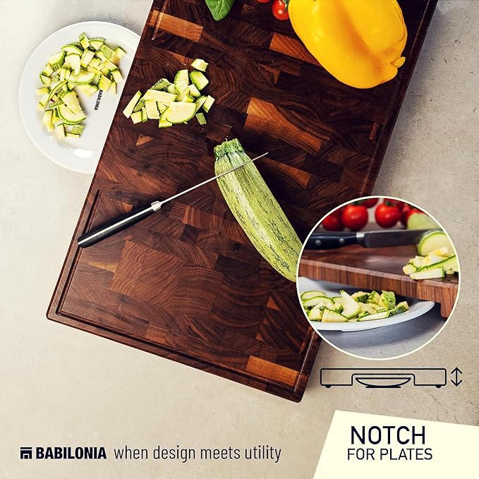 American Walnut Wood Cutting Board, End Grain Butcher Block for Kitchen | Black Walnut Grown in USA - 20" x 12.2" (ExtraThick 1.7") Heavy Duty Hardwood Non Toxic Wooden Chopping Boards (Oil Included)