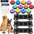 Dog Buttons for Communication,12 Pcs Talking Button Set with 30s Recordable Voice Pet Training Buzzers with 3 Mats & 2 Stickers, Talking Buttons for Dogs & Cats (Batteries Not Included)
