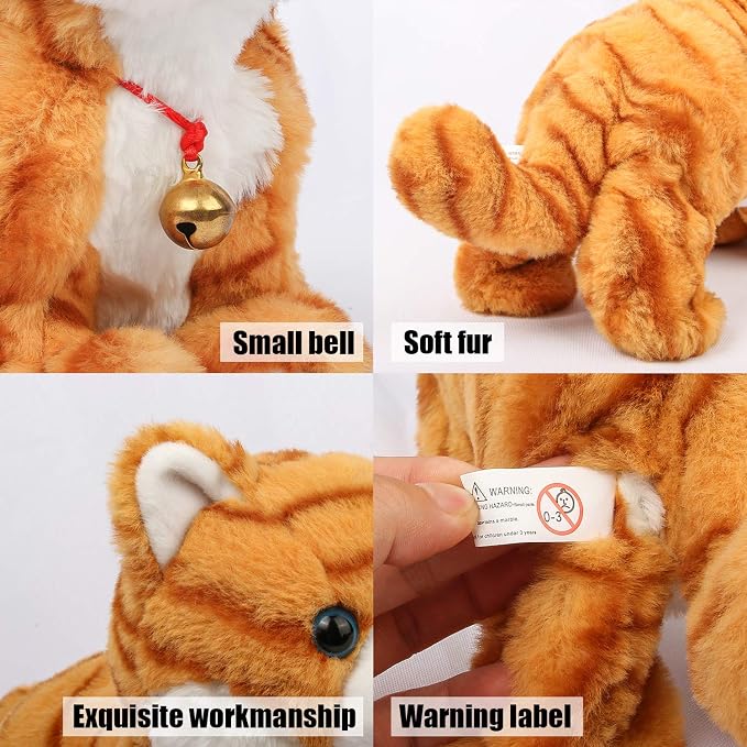 Smalody Interactive Plush Toys, Novelty Sound Control Electronic Cat Electronic Pets Robot Cat Gift for Children (Yellow)