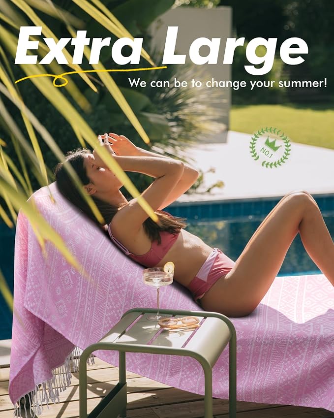 Genovega 6 Packs Oversized Stripe Turkish Beach Towel 74"x38" Thin Quick Dry Sand Free Pool Swim Towels Large XL Adult Clearance Blanket Travel Vacation Accessories Essentials Mulite Patterns