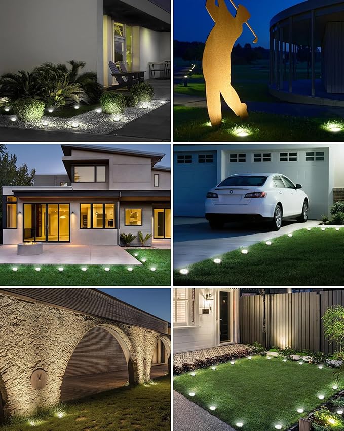 Btfarm 4 Pack Solar Lights Outdoor Waterproof, 8 LED Solar Ground Lights