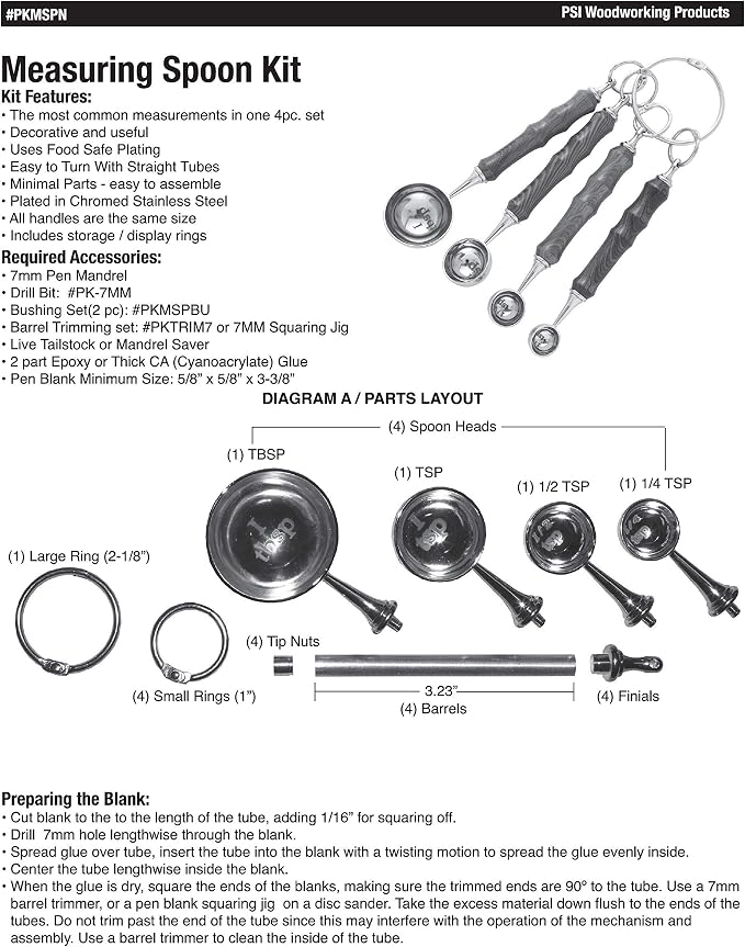 Penn State Industries PKMSPN Measuring Spoon Set Kit Woodturning Project (1pack)