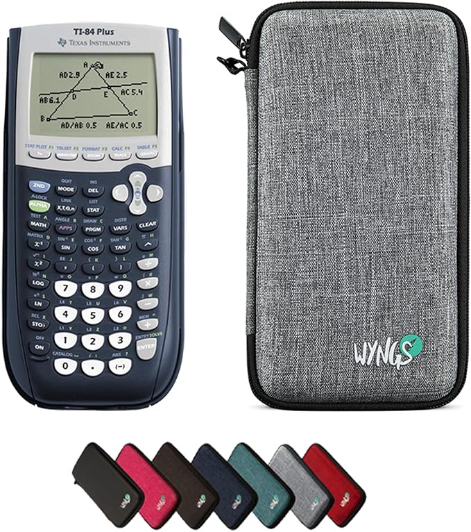 Texas Instruments TI-84 Plus Graphing Calculator with WYNGS Protective Case Light Gray