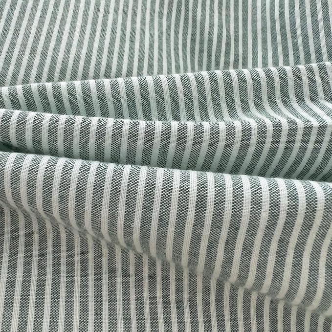 mixinni Green Striped Duvet Cover Twin Size - 100% Washed Cotton Pinstripe Comforter Cover with Zipper Closure, Lightweight & Breathable, 3 Pieces Minimalist Stripes Pattern Printed Bedding Set