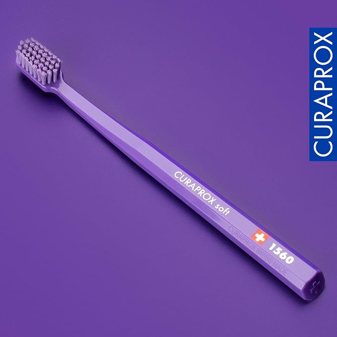 Curaprox CS 1560 Soft Toothbrush with Ultra-Fine Filaments & Compact, Slightly Angled Toothbrush Head for Improved Tooth & Gum Health, 3 Pack