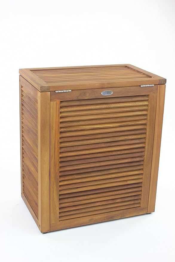 The Original Nila Teak Wall Hugging Louvered Large Hamper 416